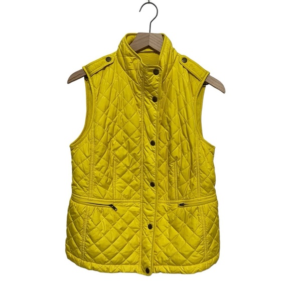Talbots Yellow Quilted Vest- Fleece Lined Size S - Picture 3 of 12